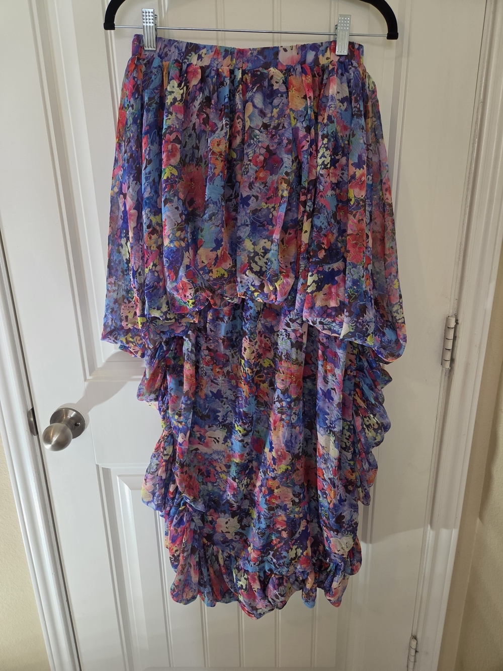 Urban Revivo Purple Floral High Low Ruffle Maxi Skirt Size M/L - Picture 2 of 13